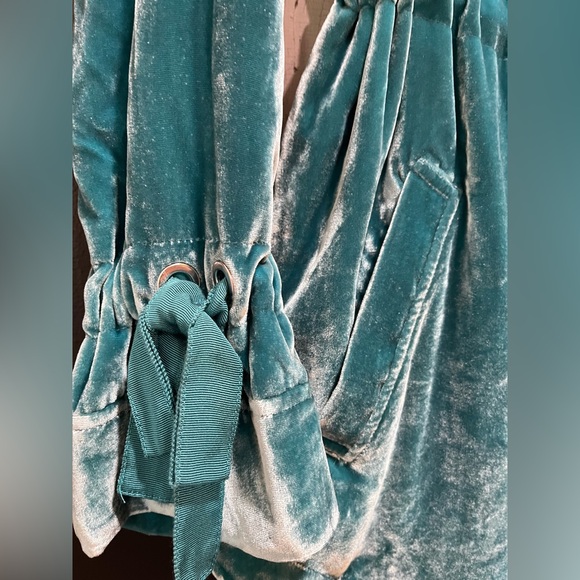 cinq a' sept Mathieu Tie-front Velvet
Utility Jacket In Pacific Turquoise NWOT - Picture 6 of 9